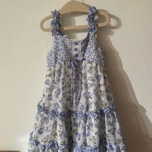 Floral Blue and White Kids Dress